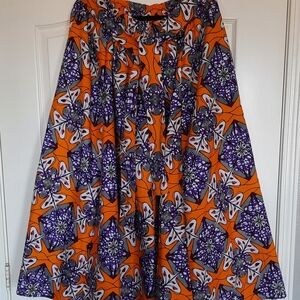 Stylish Orange and Purple A-Line Skirt. 100% Cotton. Soft And Comfy